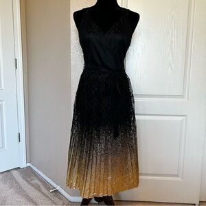 NWT‎ Worthington Black and Gold Lace Dress Size 4